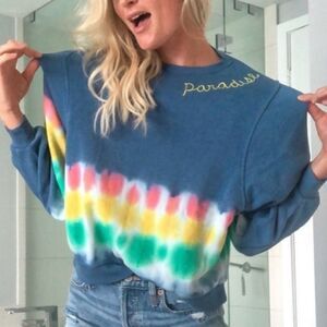 VINTAGE HAVANA Paradise Rainbow Tie Dye Embroidered Sweatshirt